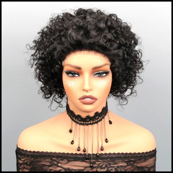 Short Curly Human Hair Wig Pre Plucked HD Lace Glueless Pixie Cut Bob main image 6